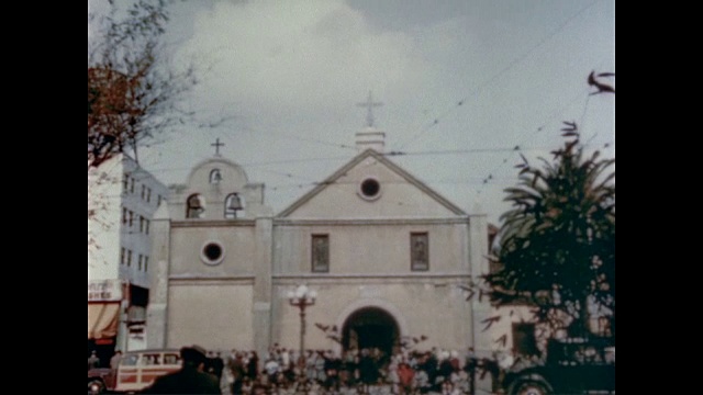 1947年，洛杉矶老广场教堂特写视频素材