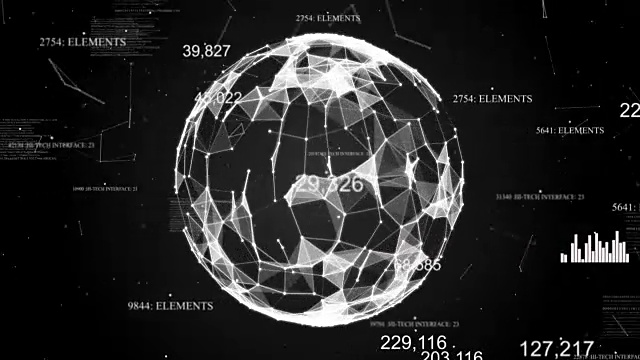 丛与数字数字，图表，图形和文本。抽象的领域视频素材