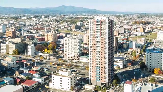 延时:日本东北部郡山福岛的鸟瞰图视频素材