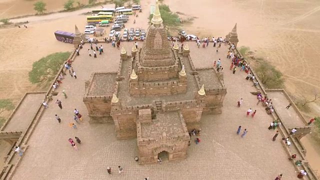 地震前Dhammayangyi寺庙鸟瞰图，蒲甘，缅甸视频素材