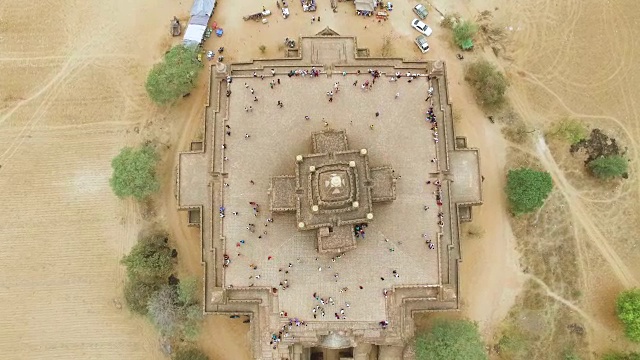 地震前Dhammayangyi寺庙鸟瞰图，蒲甘，缅甸视频素材