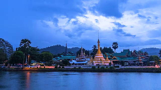 4K，时间流逝观看Jong Kham Temple, Mae Hong Son泰国视频素材