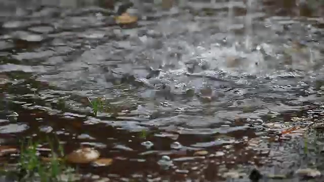 屋顶排水沟下形成水坑视频素材