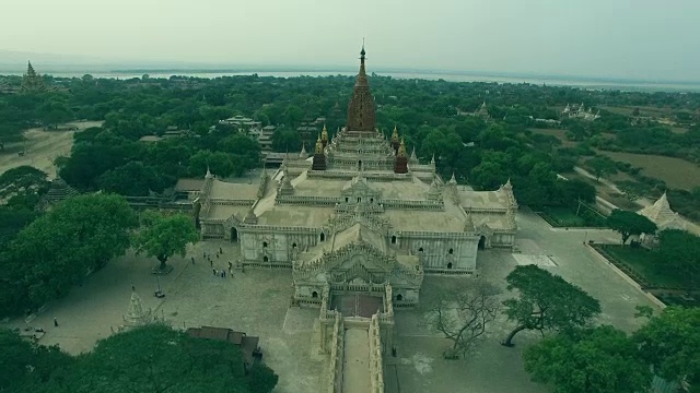 阿难陀寺，蒲甘古城之一，地震前鸟瞰图，缅甸视频素材