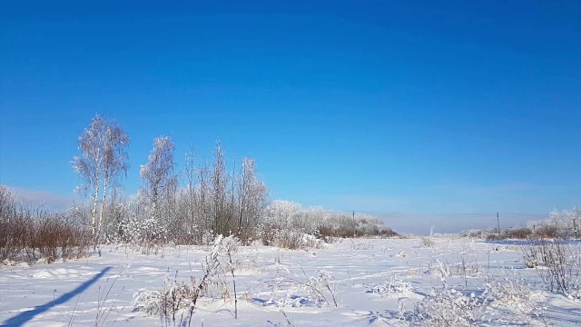 严冬的俄罗斯雪景，霜冻的日子视频素材