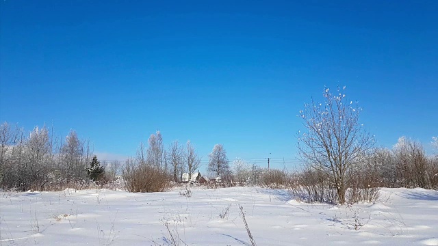 严冬的俄罗斯雪景，霜冻的日子视频素材