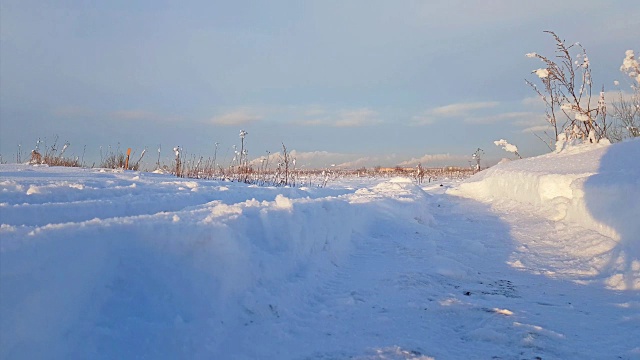 严冬的俄罗斯雪景，霜冻的日子视频素材