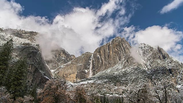 约塞米蒂国家公园降雪后坠落视频素材