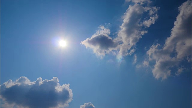 夏天天空时间流逝，阳光灿烂，云在移动视频素材