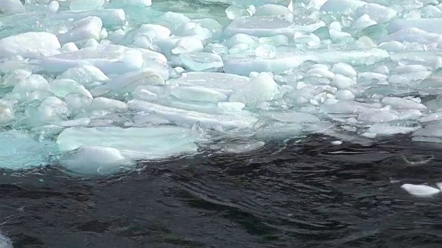 冬季阿尔泰山卡顿河浮冰和淤泥视频素材