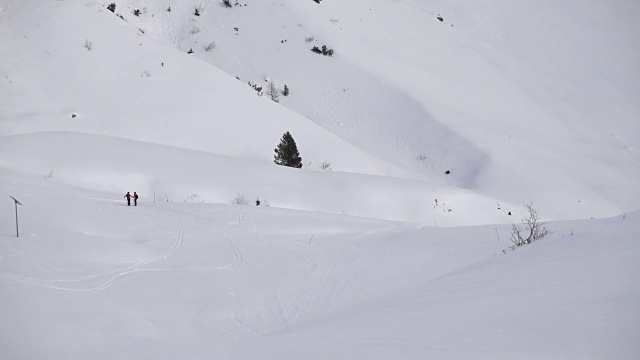 越野滑雪在雪山在冬天视频素材