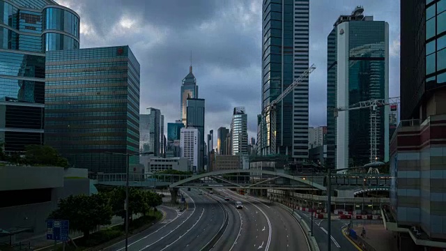 4K延时摄影:香港中央商务区日出视频素材