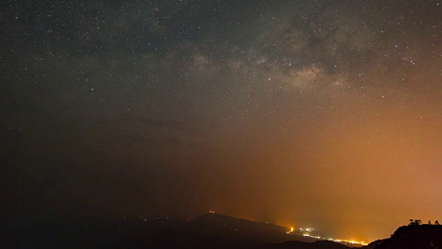 从夜晚到白天拍摄的银河系和山脉视频素材