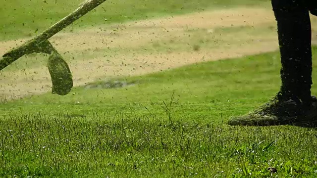 草坪割草。视频素材