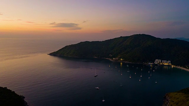 普吉岛日落天空空中海滩全景4k时间泰国视频素材