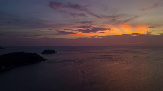 普吉岛日落天空海滩空中全景4k时间间隔泰国视频素材