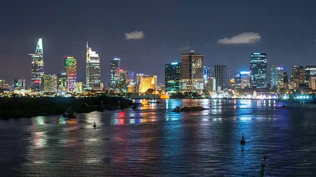 胡志明市天际线夜景拍摄视频素材