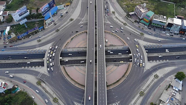 鸟瞰图城市交通，高速公路，高速公路视频素材