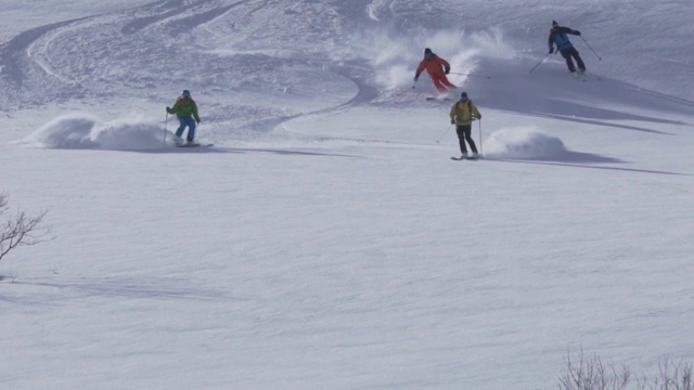 从山上滑下厚厚的雪粉视频素材