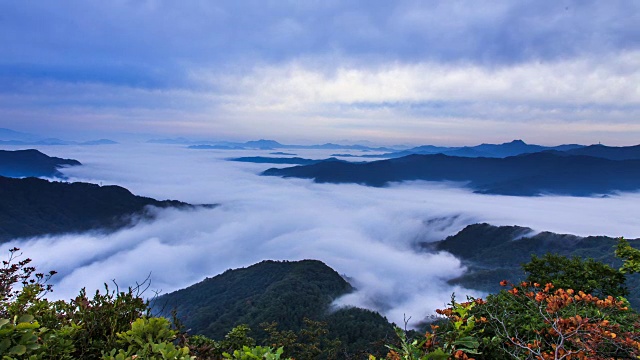 江原道春川西洋江流域的云海景色视频素材