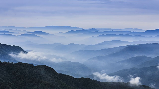 江原道春川西洋江流域的云海景色视频素材