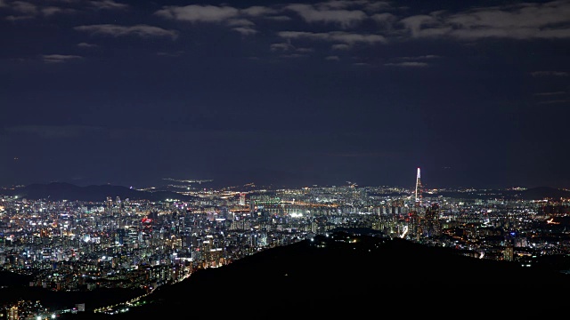 首尔乐天世界大厦(韩国最高建筑)夜景视频素材