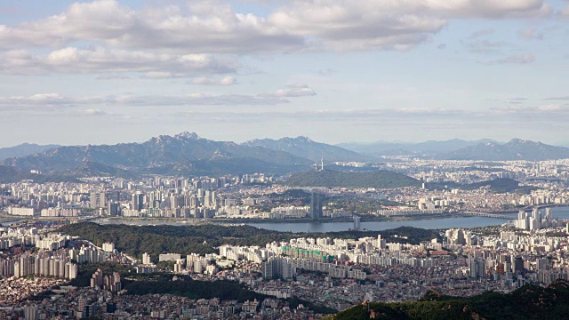 日市景北汉城塔(著名旅游景点)和汉江视频素材