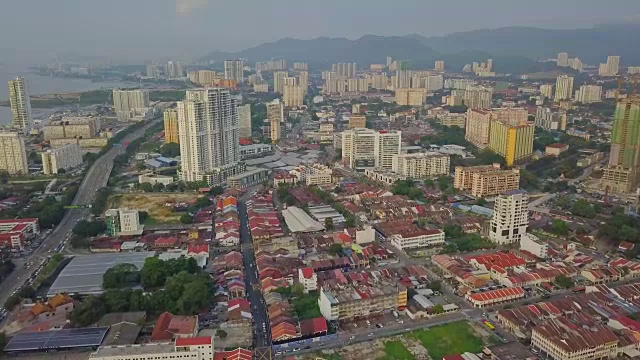 鸟瞰乔治城，槟城遗产位于半岛西北海岸视频素材