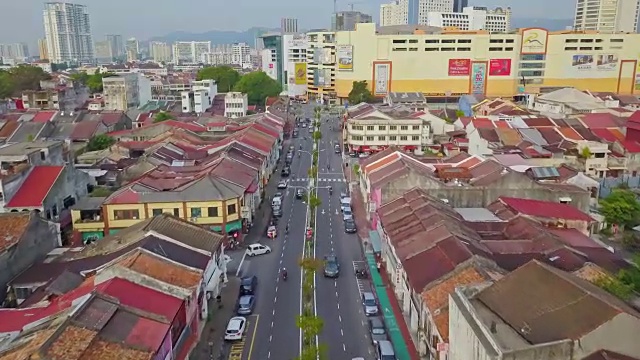 鸟瞰乔治城，槟城遗产位于半岛西北海岸视频素材