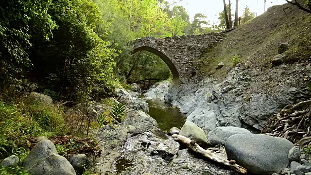 这条风景如画的山河在中世纪威尼斯大桥下流淌视频素材