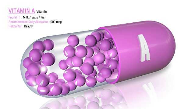 维生素A -动画维生素胶囊概念视频素材