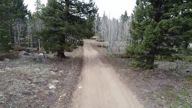 一架无人机飞过科罗拉多州尼德兰的一条山路视频素材