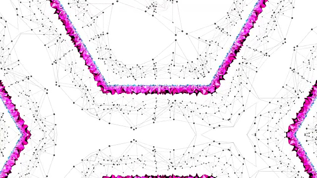 摘要低聚风格的环形背景。3d无缝动画4k。现代渐变颜色。低多边形与黑色网格v1视频素材