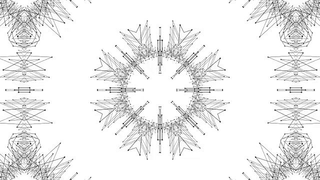抽象线框循环背景。3d无缝动画4k。圆形几何与黑色网格v2视频素材