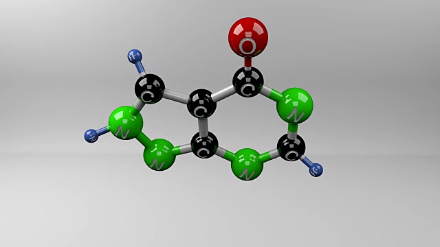 别嘌呤醇分子。视频素材