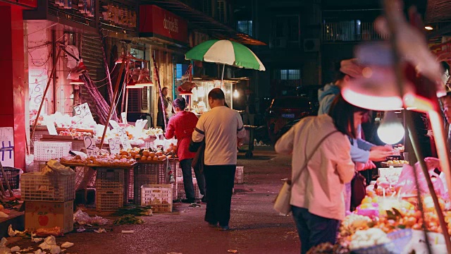 中国住宅区的夜市视频下载