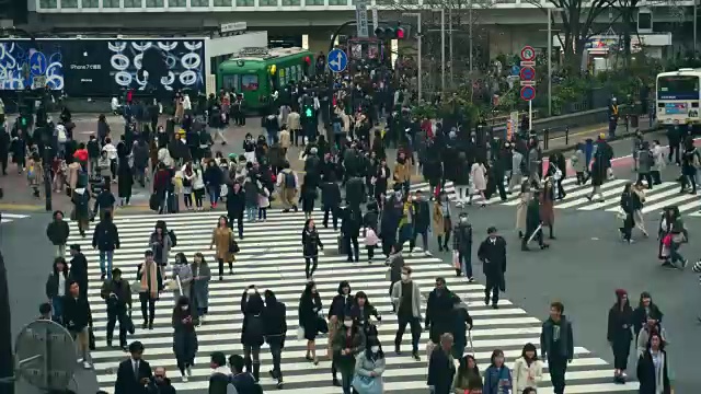 日本东京，行人穿过繁忙的人行横道。视频素材