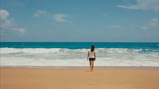 看海浪的女人视频素材