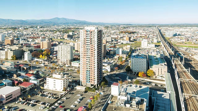 延时:日本东北部郡山福岛的鸟瞰图视频素材