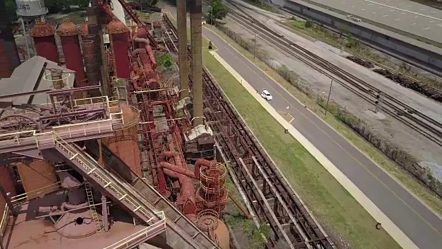 伯明翰Sloss furnace工地的架空图视频素材