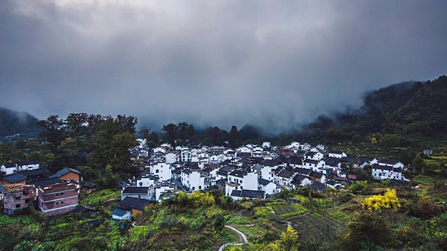 鸟瞰中国传统村落视频素材