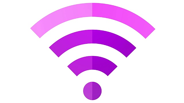 Wifi标志标志，标志为无线互联网环紫色视频素材