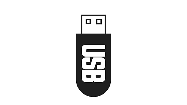 USB图标进出动画闪存驱动器用于存储和信息视频素材