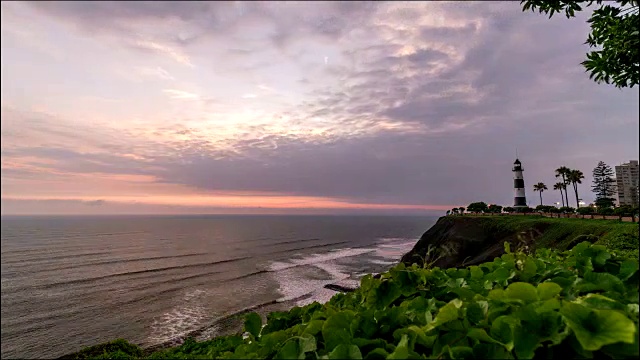 米拉弗洛雷斯海岸线和灯塔的时光流逝视频素材