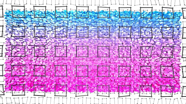 4k低多边形背景动画循环。无缝3d动画在现代几何低多边形样式与梯度颜色。创造性的简单背景。V 1蓝红平面带格视频素材