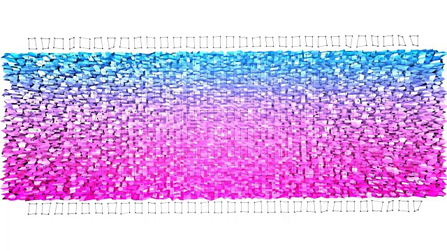 4k低多边形背景动画循环。无缝3d动画在现代几何低多边形样式与梯度颜色。创意简单的蓝红色背景与网格。带有复制空间的v3平面视频素材