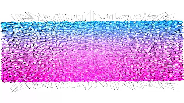 4k低多边形背景动画循环。无缝3d动画在现代几何低多边形样式与梯度颜色。创意简单的蓝红色背景与网格。V 5平面与复制空间视频素材