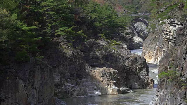 用平底锅拍摄日本日光枥木龙yo峡谷视频素材