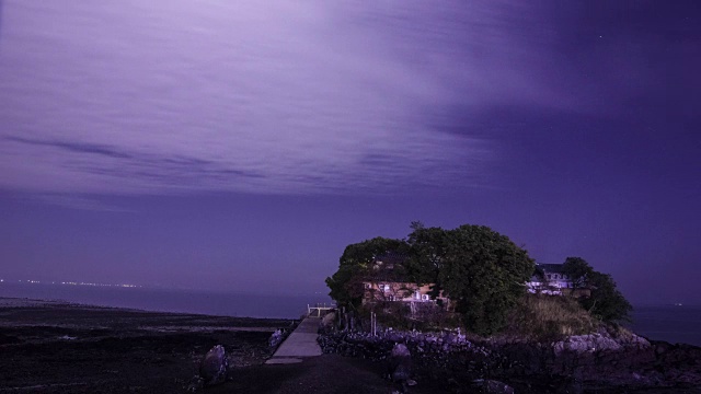 夜景的Ganworam隐士(热门旅游目的地)在ganwoldo里，Seosan, Chungcheongnam-do视频素材