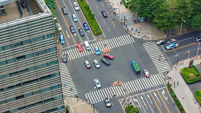 十字路口鸟瞰图/深圳，中国视频素材